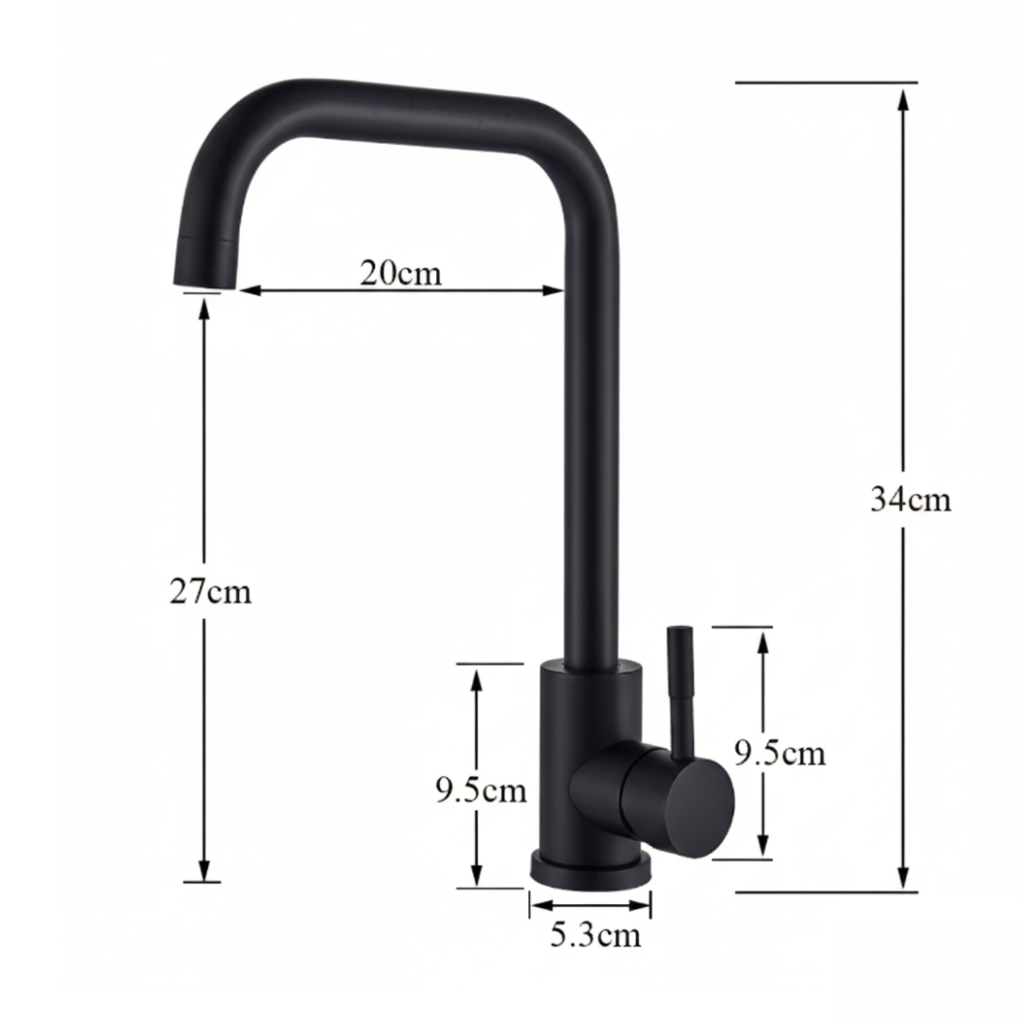 robinet-cuisine-bec-haut-incurve-acier-inoxydable-dimensions