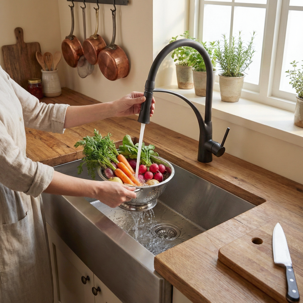 robinet-cuisine-douchette-extractible-lavage-légume