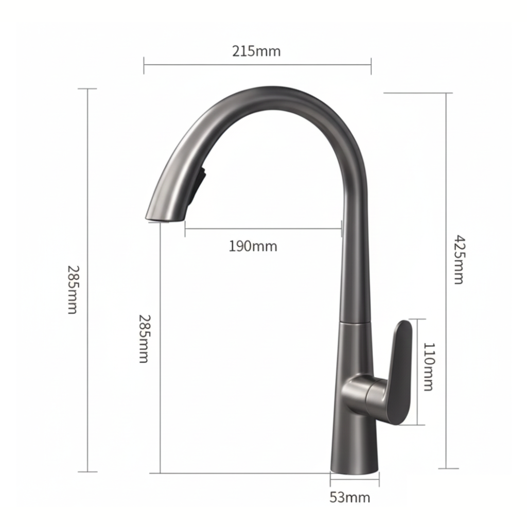 robinet-cuisine-douchette-extractible-laiton-dimensions