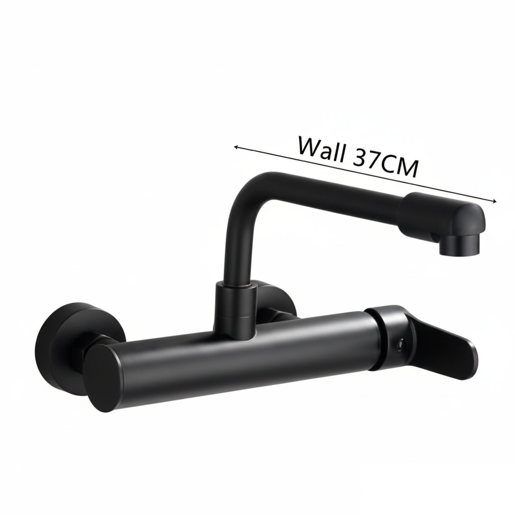 robinet-cuisine-mural-acier-inoxydable-bec-long-noir-37cm