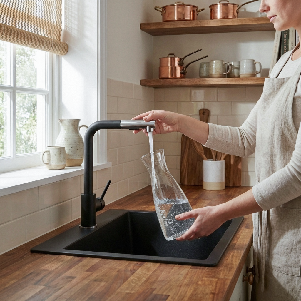 robinet-cuisine-ressort-douchette-extractible-remplir-carafe