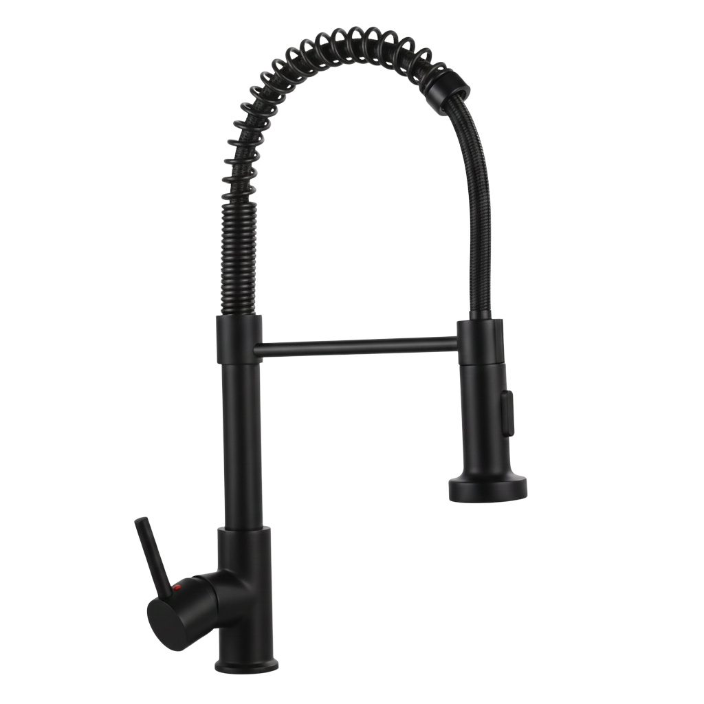 robinet-cuisine-ressort-douchette-extractible-deporte-noir